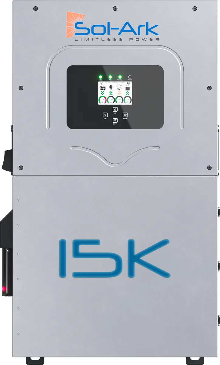 Sol-Ark 15K-2P-N (Limitless 15K-LV) Hybrid inverter, split-phase battery pack